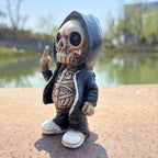 Halloween Middle finger skull figurine
