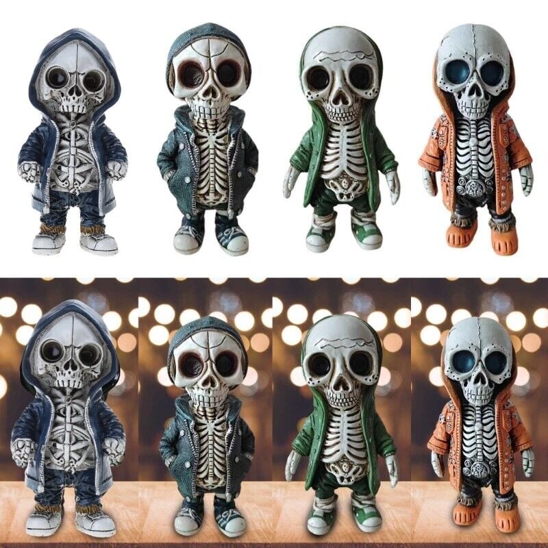 Halloween Middle finger skull figurine