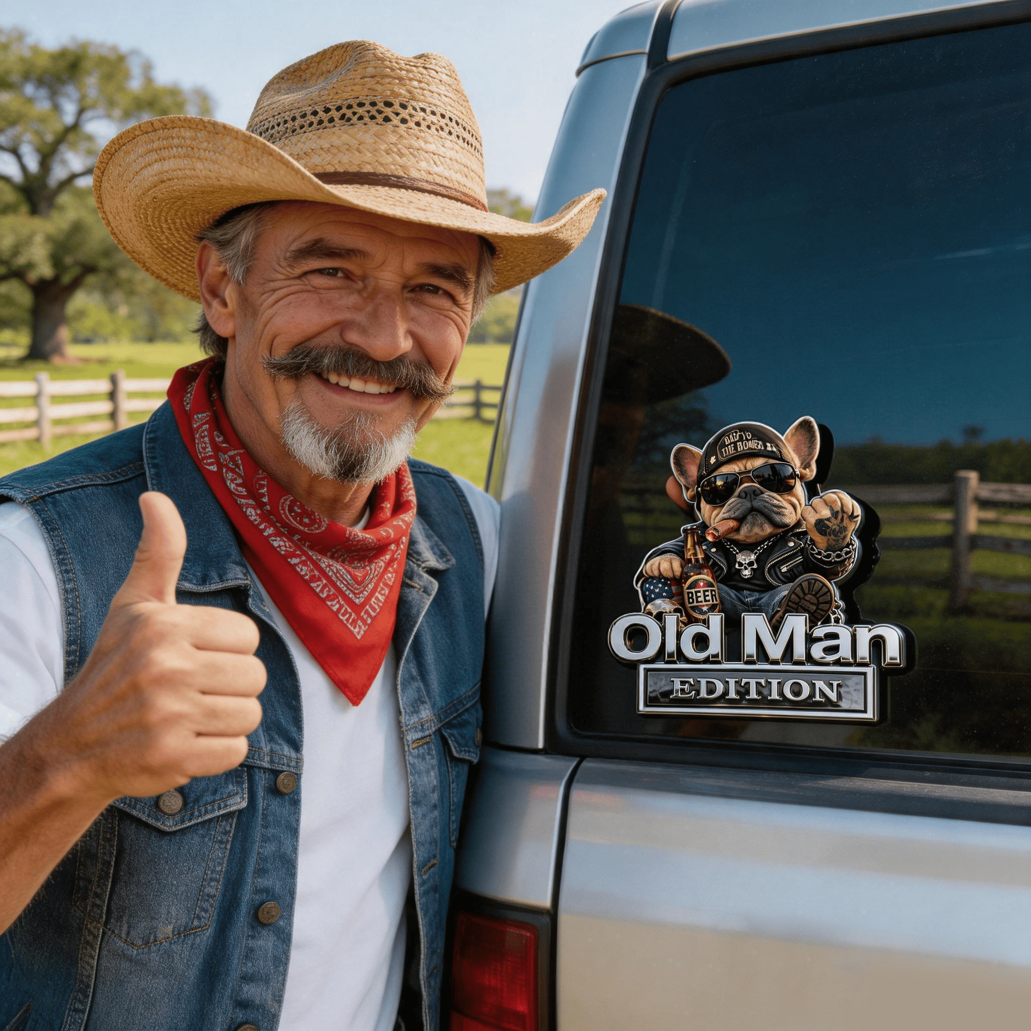 🚗 Funny Old Man Edition Vehicle Badge — 3D Chrome Metal Emblem, Perfect Father's Day & Birthday Gift for Dad, Grandpa, Husband, Truck & SUV Owners