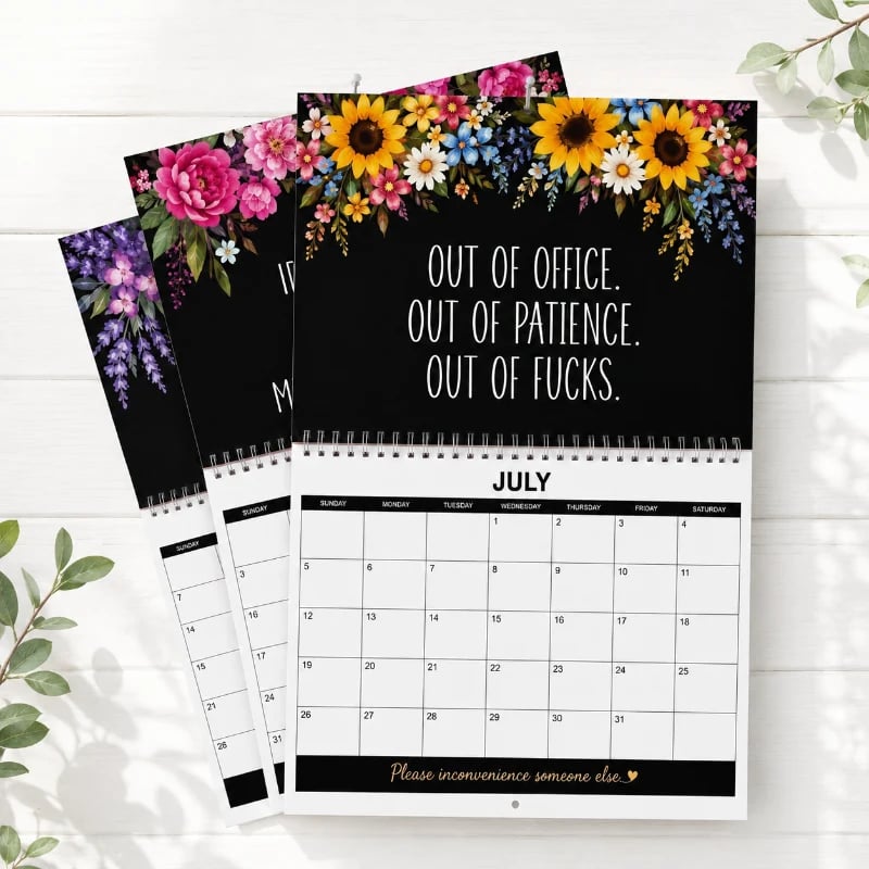 2027 Funny Swear Word Wall Calendar – "Fu*k It" Floral Calendar for Tired-Ass Women