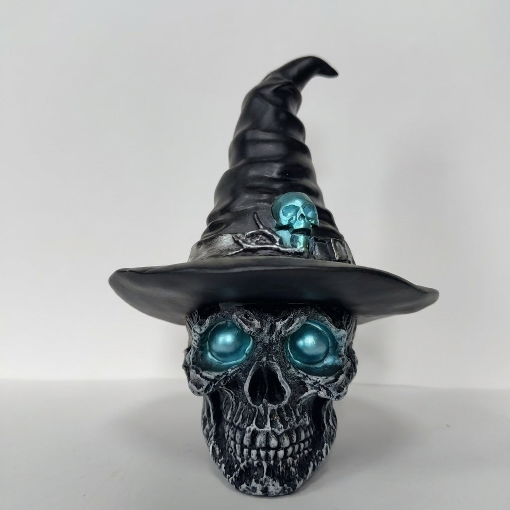 🎃 Glowing Witch Skull Decor