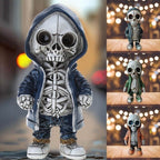 Halloween Middle finger skull figurine
