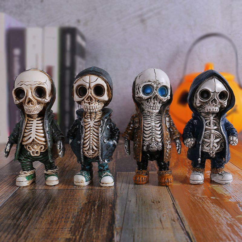 Halloween Middle finger skull figurine