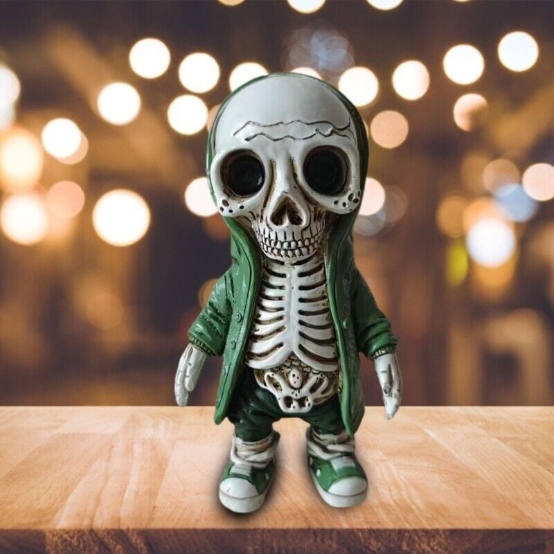Halloween Middle finger skull figurine
