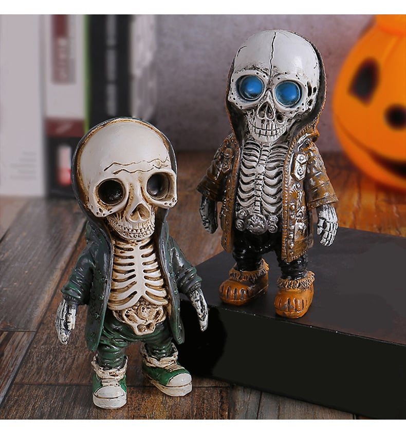 Halloween Middle finger skull figurine