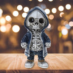 Halloween Middle finger skull figurine
