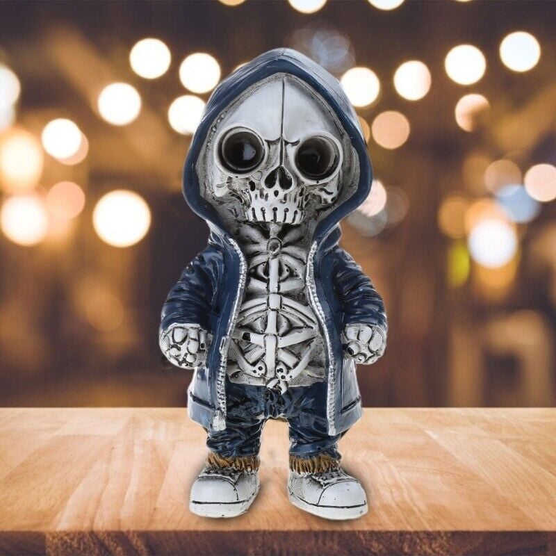 Halloween Middle finger skull figurine