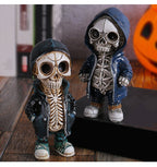 Halloween Middle finger skull figurine