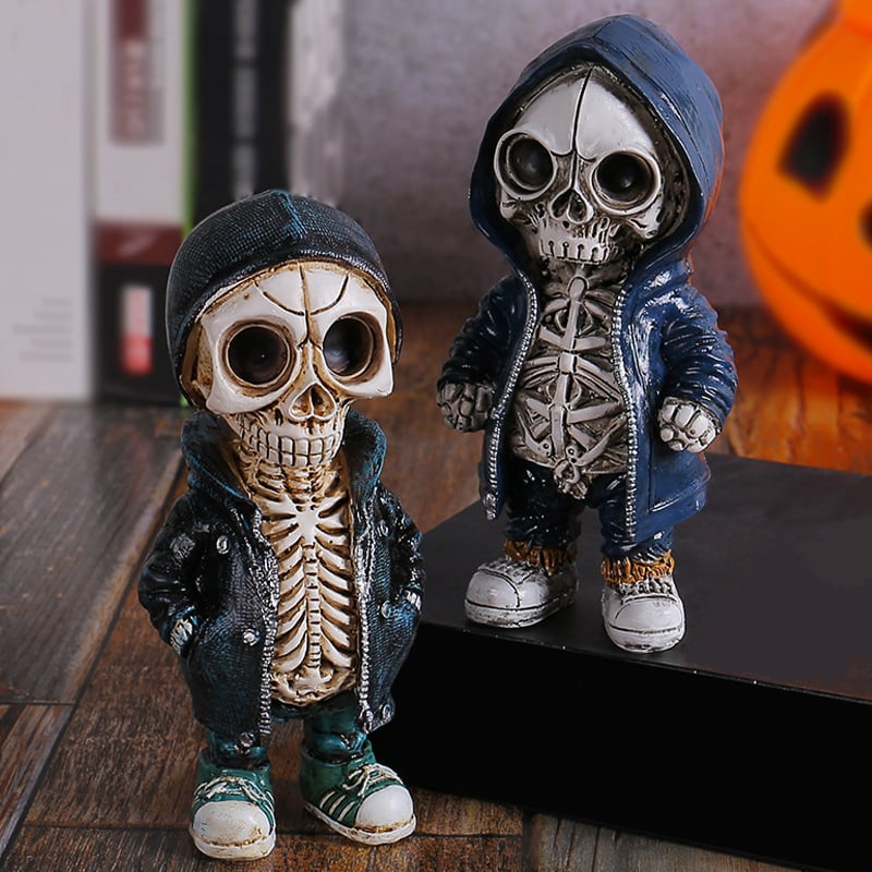 Halloween Middle finger skull figurine