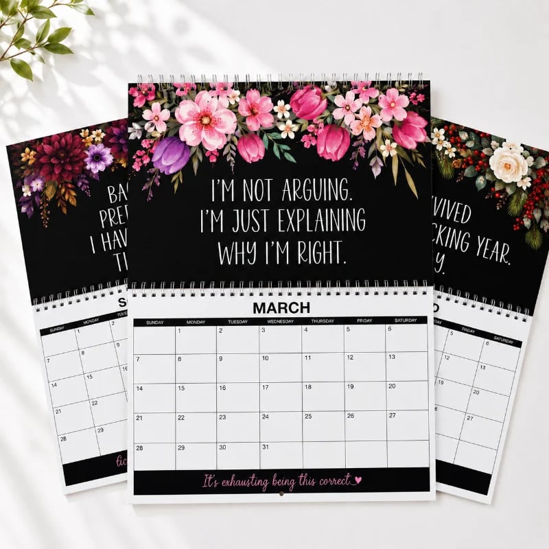 2027 Funny Swear Word Wall Calendar – "Fu*k It" Floral Calendar for Tired-Ass Women