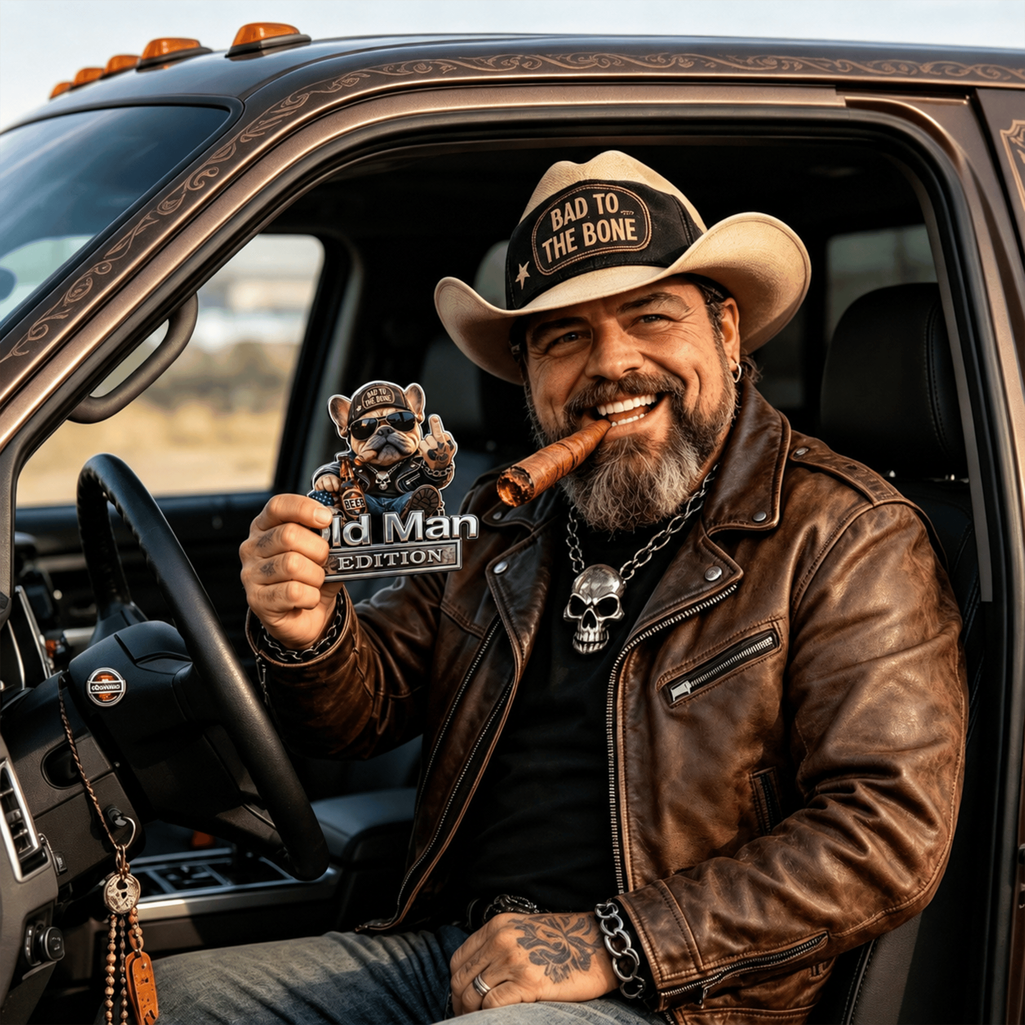 🚗 Funny Old Man Edition Vehicle Badge — 3D Chrome Metal Emblem, Perfect Father's Day & Birthday Gift for Dad, Grandpa, Husband, Truck & SUV Owners